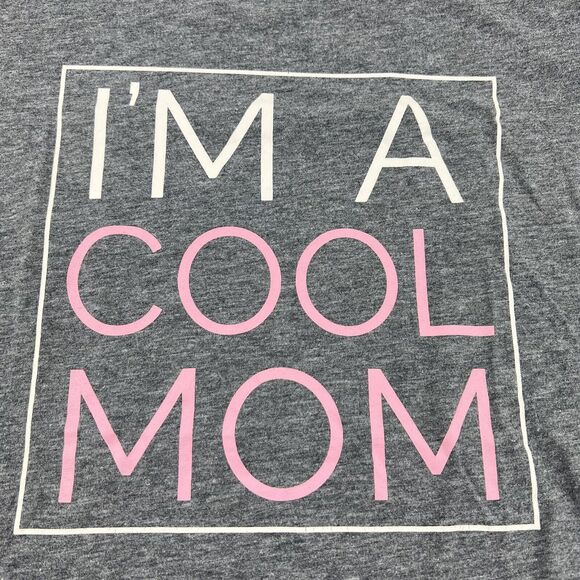 EVRI Cool Mom Graphic Tshirt Plus Size Tee Top Short Sleeve Gray Pink White 0X - Picture 2 of 8